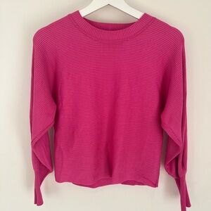 Pink Rose Women's Ribbed Crew Neck Sweater - Bold Pink